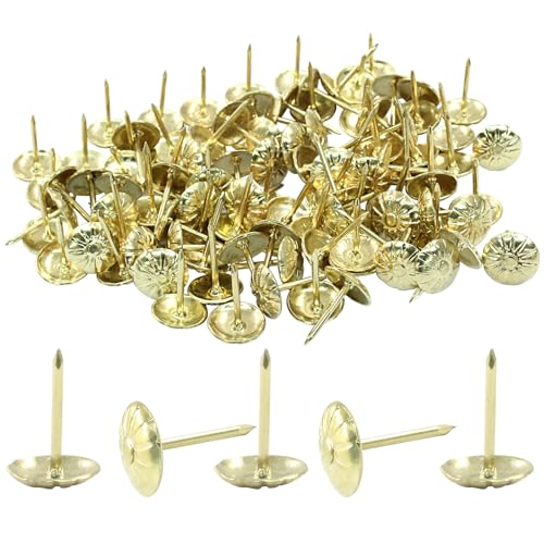 100 Pcs, 7/16 Inch Upholstery Tacks, Gold - color: Gold