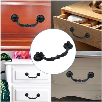 Vintage Bail Pull Handles, 2.75 Inch, Antique Black, 4Pcs - size: 2.75 Inch-4Pcs, Black