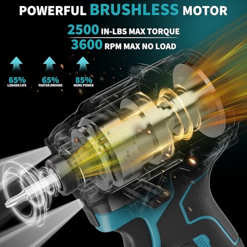 Cordless Impact Driver Compatible with Makita 18V Battery(Tool Only) - color: Blue