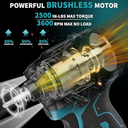 Cordless Impact Driver Compatible with Makita 18V Battery(Tool Only) - color: Blue