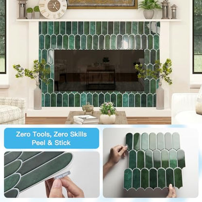 Art3d 10-Pack Arrowhead Design Tile Peel and Stick Backsplash, Dark Green - color: ‎Dark Green