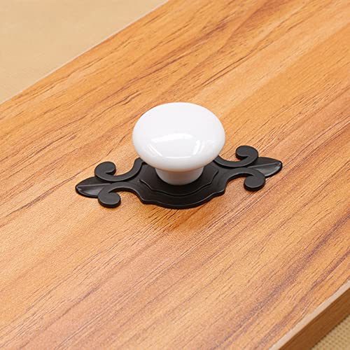 HUAMULAN Crystal Clear Cabinet Pull Knobs Black Zinc Alloy Backplate 10Pack - color: HRJ532-BlackWhite-10PACK