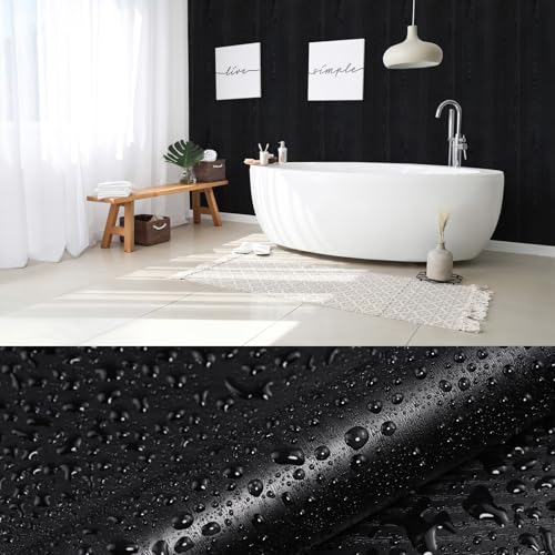 Wood Grain Contact Paper Wooden Peel and Stick Wallpaper 11.8"x78.7" - color: Black, size: 11.8" x 78.7"