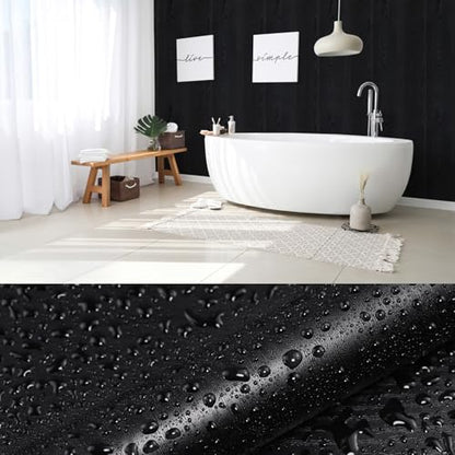 Wood Grain Contact Paper Wooden Peel and Stick Wallpaper 11.8"x78.7" - color: Black, size: 11.8" x 78.7"