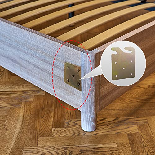 Bed Rail and Frame Hook Plates, Universal Hardware for Wooden Beds, 4pcs
