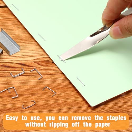 Zonon 6 Pcs Office Staple Remover Tools No Tear Push Style Staple Puller Stainless Steel Flat Staplers for Office Home Business, Silver