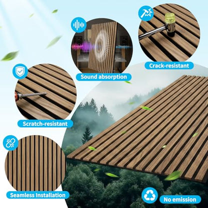 Art3d 47 x 23.6 Inch Acoustic Wood Slat Wall Panel, 4-Pack, Deep Walnut - color: Deep Walnut, size: 23.6" x 47"