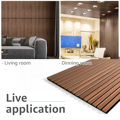 Art3d 4-Pack Fluted Acoustic Wood Slat Wall Panel, 47.2 x 23.6 Inch, Walnut - color: Walnut, size: 4pcs - 47.2＊23.6in.