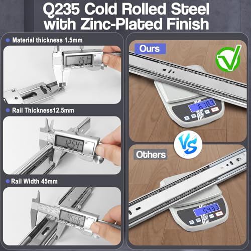 Soft Close Drawer Slides 22 Inch - Silver, 1 Pair (2 Pieces) - color: Silver, size: 22 Inch