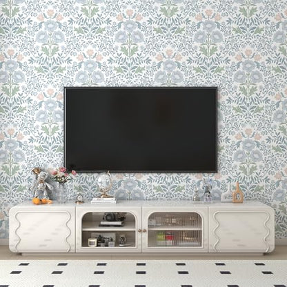 PeonyQueen Floral Peel and Stick Wallpaper 17.3"x197" Boho Contact Paper - size: 17.3" x 197"
