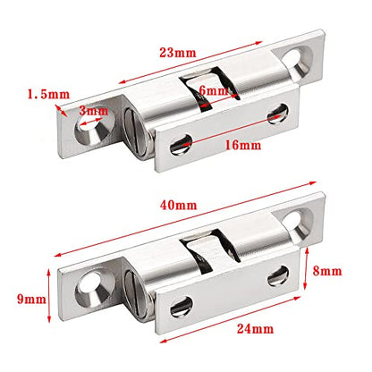 2 Pcs Adjustable Copper Double Ball Roller Tension Catches with Screws Brass Cabinet Cupboard Door Catch Ball Catch Furniture Latch for Cabinet Cupboards Wardrobes