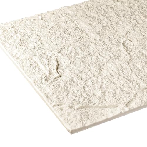 Faux Stone Wall Panels, 5-Pack 3D PU Cement-Texture Panels, White - color: Ivory