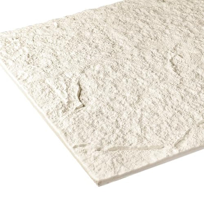 Faux Stone Wall Panels, 5-Pack 3D PU Cement-Texture Panels, White - color: Ivory