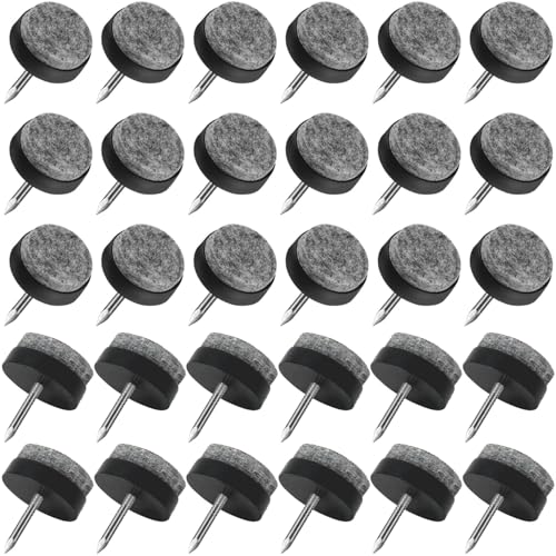 30 pcs Felt Furniture Pads, 18mm Nail-on Heavy Duty Chair Feet Pad - color: Black, size: Φ 18 mm
