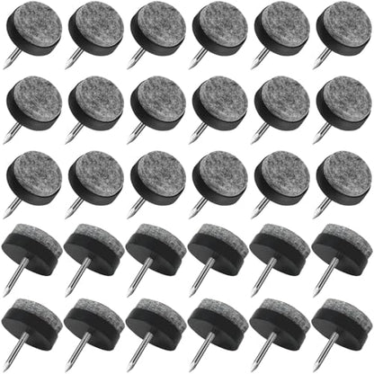 30 pcs Felt Furniture Pads, 18mm Nail-on Heavy Duty Chair Feet Pad - color: Black, size: Φ 18 mm