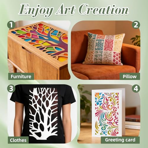 Texture Stencils for Crafts Reusable 16Pcs Stencils(7.87X3.94 Inch) - color: Texture 4