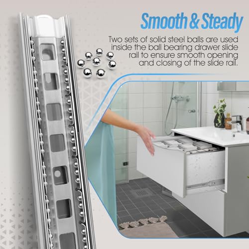 1 Pair Stainless Steel Full Extension 20 Inch Drawer Slides Rails - color: Silver-201, size: 20 Inch
