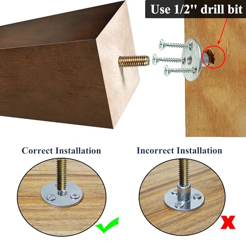 Wood Furniture Legs Sofa Legs Pack of 4 Square Couch Legs Mid-Century Modern Replacement Legs for Armchair Recliner Coffee Table Dresser Sideboard (5 inch (6PCS)) - size: 5 inch (6pcs) Standard (With hanger bolt)
