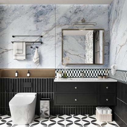 32"x354" Large White Bule Marble Paper Thick Vinyl Granite Adhesive Waterproof peel and stick Wallpaper Textured kitcheh Barthroom Countertops Contact Paper Wall Sticker Top Wall Mural Backsplash Wrap - color: Bule White Gold, size: 32" x 354"