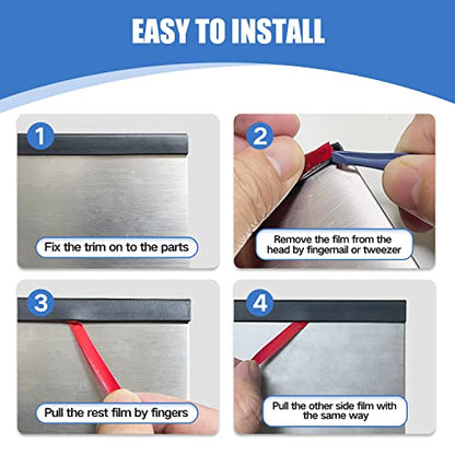 Rubber Edge Trim, Self-Adhesive U Channel Edge Trim, U Shaped Edge Protector for Glass, Mirror, Plywood, EPDM Material, Slot Width 1/4"(6mm), Length 10 Ft, Black - size: Fit 1/4"- L10'