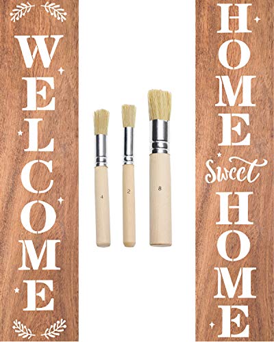 Penta Angel Wooden Stencil Brush Set 3Pcs Natural Bristle Template Paint Brushes for Acrylic Oil Watercolor Art Painting on Wood Wall Paper and Crafts Project DIY