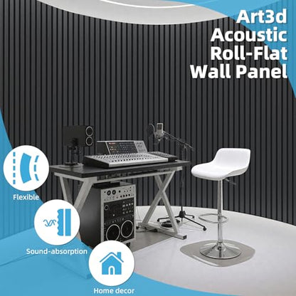 Art3d Roll-Flat Design Acoustic Wood Slat Wall Panel, 2-Pack, Blackwood - color: Blackwood, size: 2-Pack - 95.3 x 23.8 Inch