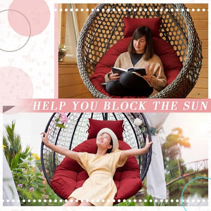 Tudomro Red Waterproof Egg Chair Cushion with Pillow Filling 2.58 kg Replacement Rocking Wicker Chair Cushion 48" x 32" High Back Hanging Swing Hammock Pad Thicken for Outdoor Patio Garden - color: Red