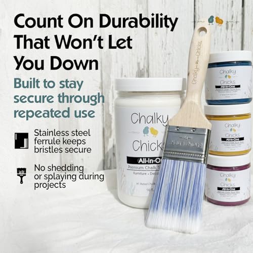 Chalky Chicks Blue Bird Chalk Paint Brush 2 inch Beveled Natural Bristles