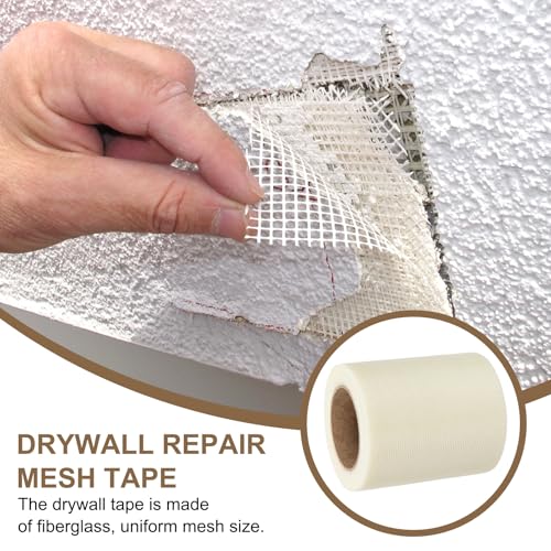 PATIKIL Drywall Repair Mesh Tape, 6 inch x 82 ft Fiberglass Repair Patch Self-Adhesive Dry Wall Joint Tape 12 Mesh Wall Hole Crack and Seam Patch, White - size: 6 inch x 82 Feet