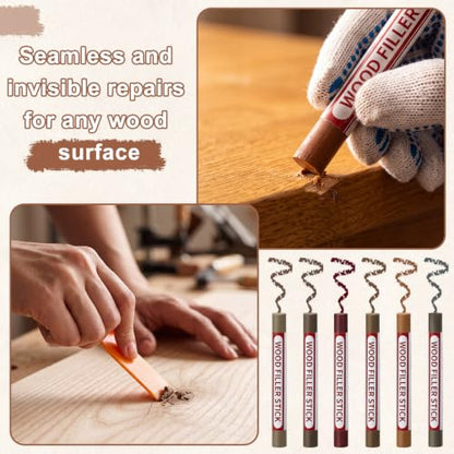 100 Pcs Wood Filler Sticks 100 Colors Wax Crayons - color: Wood Color