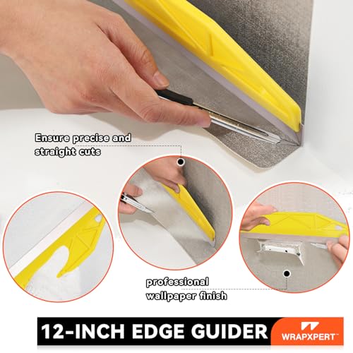 WRAPXPERT Peel and Stick Wallpaper Tools,Wallpaper Smoothing Tool Kit with Smoother,Edge Guider,Paste Brush for Backsplash Tile,Contact Paper - color: T123