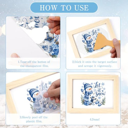 Christmas Rub on Transfers for Crafts, Winter Transfer Furniture Decals - style: Christmas Winter
