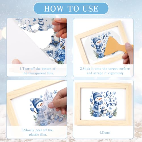 Christmas Rub on Transfers for Crafts, Winter Transfer Furniture Decals - style: Christmas Winter