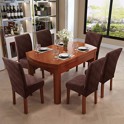 Dining Chair Covers Set of 6, Stretch Parsons Chair Slipcovers - color: Chocolate, size: 6 Pack