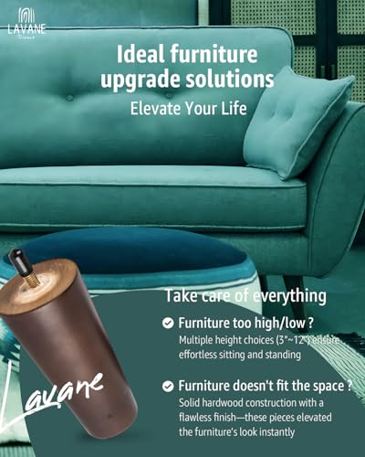 La Vane 4 inch Solid Wood Furniture Legs, Walnut Finish & Tapered, 4-Pack - size: 4 inch