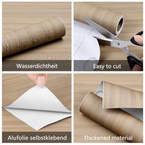 Wood Grain Contact Paper 15.7"x118" Light Wood Peel and Stick Wallpaper Vintage Removable Self-Adhesive Wooden Vinyl Wallpaper for Bedroom Kitchen Cabinets Countertops