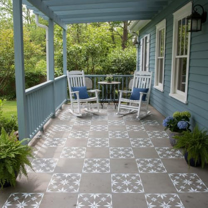 2-Pack 12" x 12" Reusable Tile Stencils, Geometric Star Pattern - size: Snowflake Design