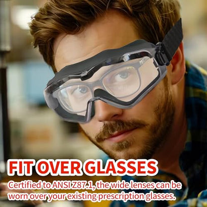 ANSI Z87.1 Safety Goggles, Anti-Fog Scratch-Resistant Eye Protection, Black - style: Goggles Black