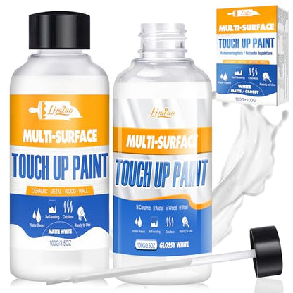 Touch Up Paint - 3.5oz Matte and 3.5oz Gloss White Touch Up Paint Pen for Repairing Scratches, Chips, Cracks on Tubs, Tiles, Enamel, Acrylic, Multi Surface Touch-Up Paint for Walls, Floors, Furniture
