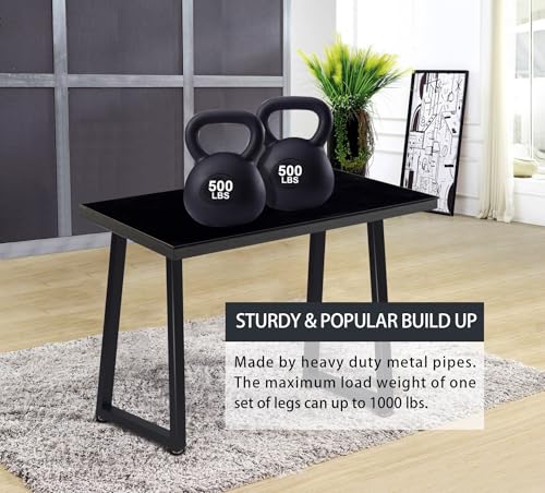 Taelakeni 28 Inch Metal Table Desk Legs, Heavy Duty Industrial Style Dinning Table Leg with Adjustment Feet Pads, Trapezoid - color: Trapezoid, size: 28 IN