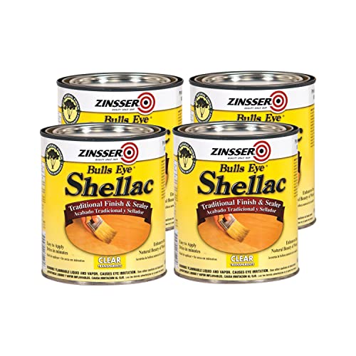 Zinsser Bulls Eye Shellac, Traditional Finish & Sealer, Clear, Quart, 4pk - color: Clear, size: Quart (Pack of 4)