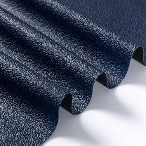 Marine Vinyl Fabric, Upholstery Faux Leather Fabric by The Yard, 1.05mm Lychee Texture Leather Sheets for Sofa Chairs Handbags Hair Bows Earrings Crafts (3 Yards 108''X 54'', Blue) - color: Blue, size: 3 Yard