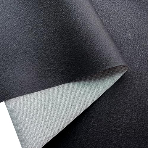 Black Soft Faux Leather Fabric 0.5mm Pleather Marine Vinyl Fabric for Home Furniture Upholstery Sofa, Car Seat, Sewing Crafts, DIY Handicrafts, 100x160cm - color: Black