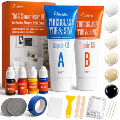 Fiberglass Tub Repair Kit, Bathtub Repair Kit with Color Match for Cracks