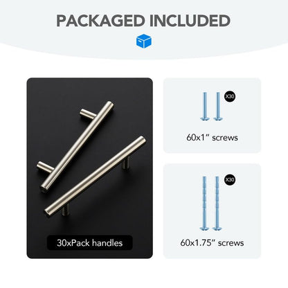 HOME EDIT Brushed Nickel Cabinet Handles, Drawer Pulls, 4 Inch, 30 Pack - color: Brushed Nickel, size: 4 Inch Hole Center