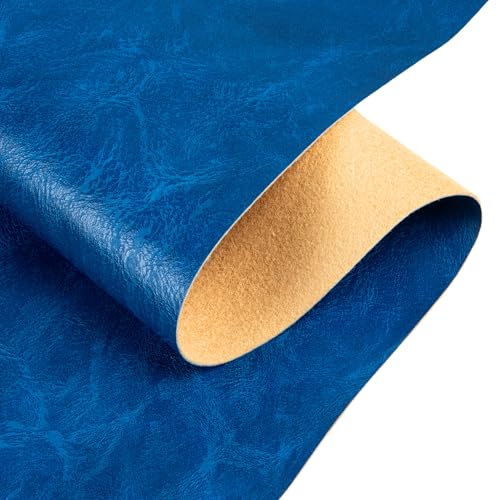 Faux Leather Fabric Sheet, 36 x 54 Inches, Texture Synthetic Material for DIY Crafts, Leather earings,Upholstery, Automotive, Sofa Projects Individual 1 Yard Cut (R-Blue, One Yard) - color: R-blue, size: One Yard