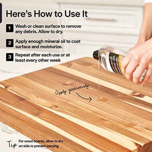 Thirteen Chefs Mineral Oil - 12oz Food Grade Conditioner for Wood Cutting Board, Countertop & Butcher Block, Lubricant for Knife or Meat Grinder - Safe USP Finish on Marble, Soapstone - size: 12 Fl Oz