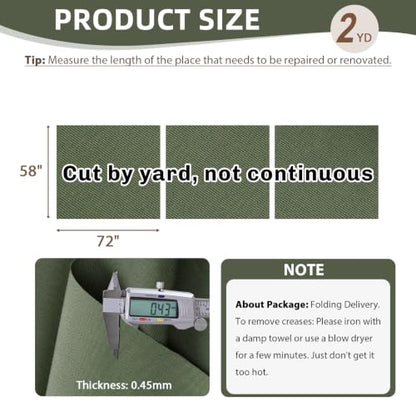 600D Outdoor Upholstery Fabric 58” W Waterproof Canvas Fabric by The Yard - color: Army Green, size: 2 yard pre cut