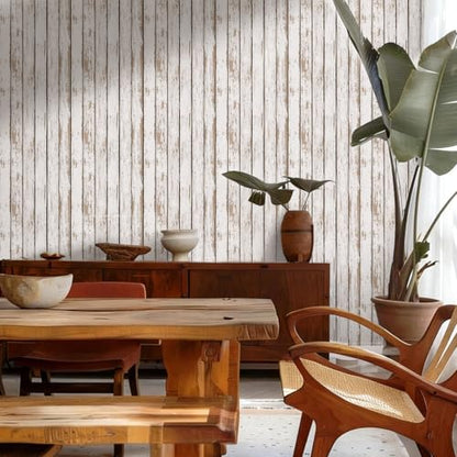 COMSTICKC 3D Faux Wood Wall Sticker Shiplap Peel and Stick, Not Real Wood - color: White Wood