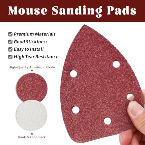 60 Pcs 220 Grit Mouse Sandpaper, Aluminum Oxide Mouse Sanding Pads - size: 220 Grit